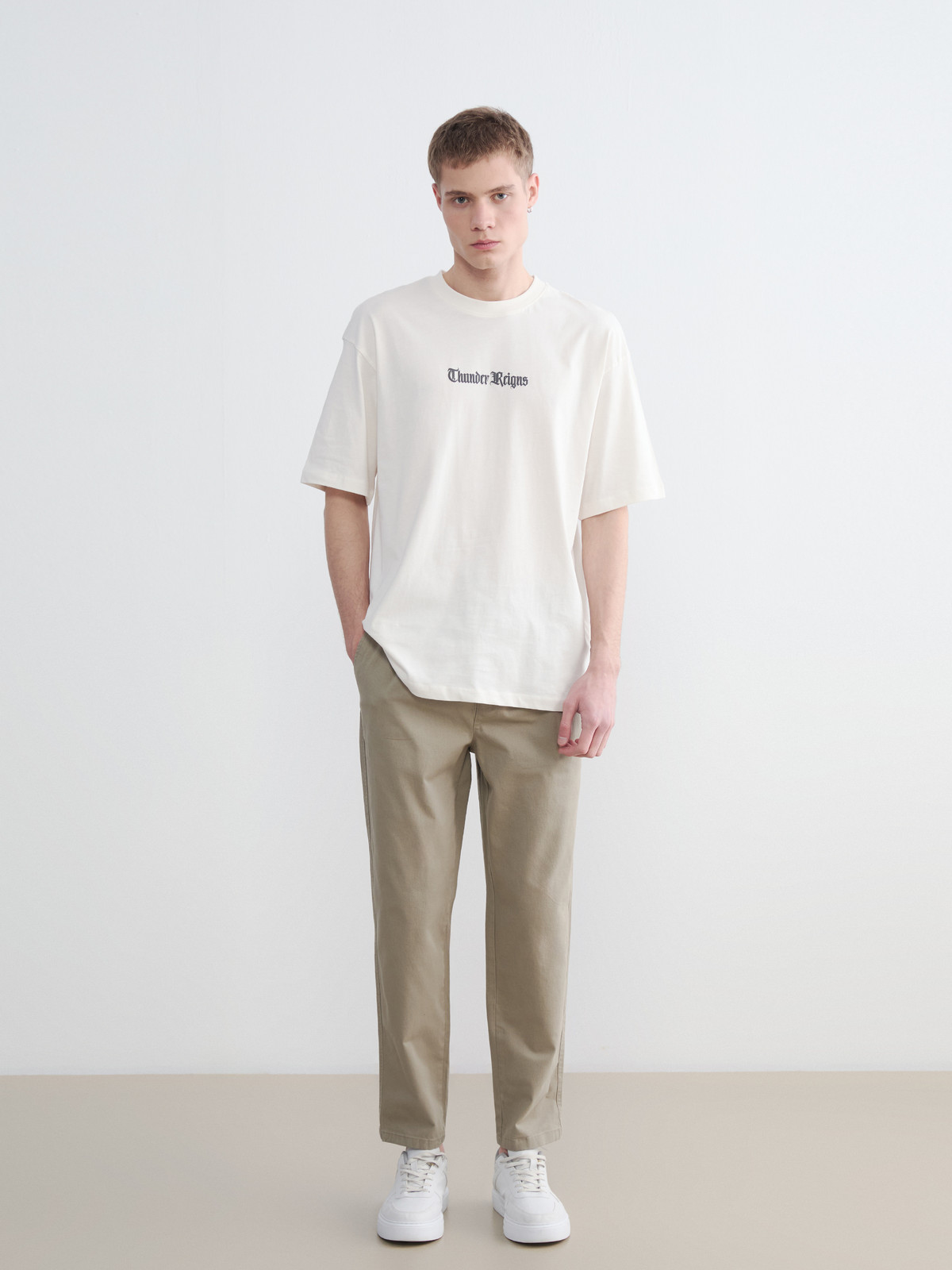 XSIDE Oversize Crew Neck Printed Men's T-shirt - S6E279Z8-FES | LC
