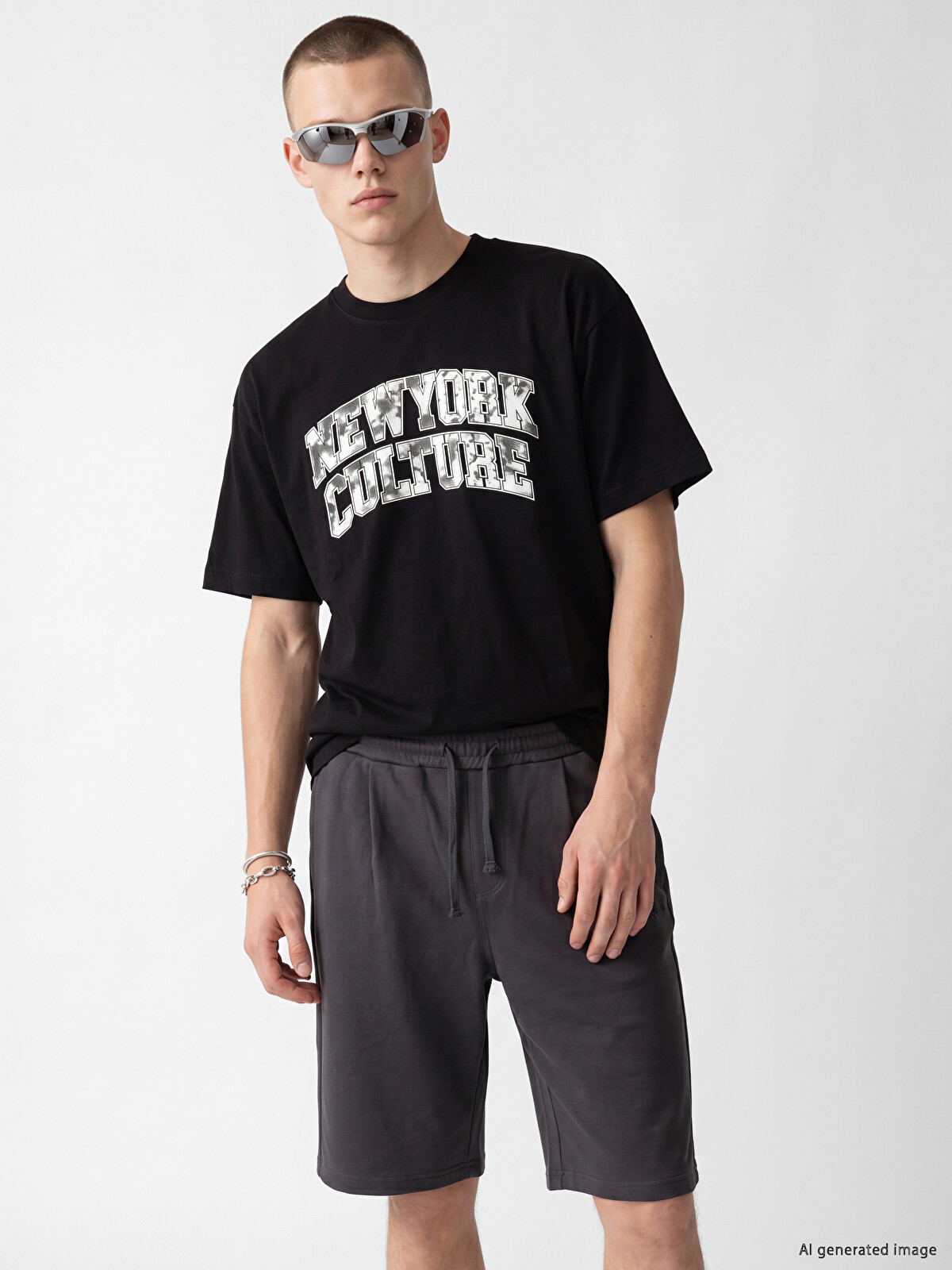 XSIDE Crew Neck New York Printed Men's T-shirt - S6F322Z8-CVL | LC