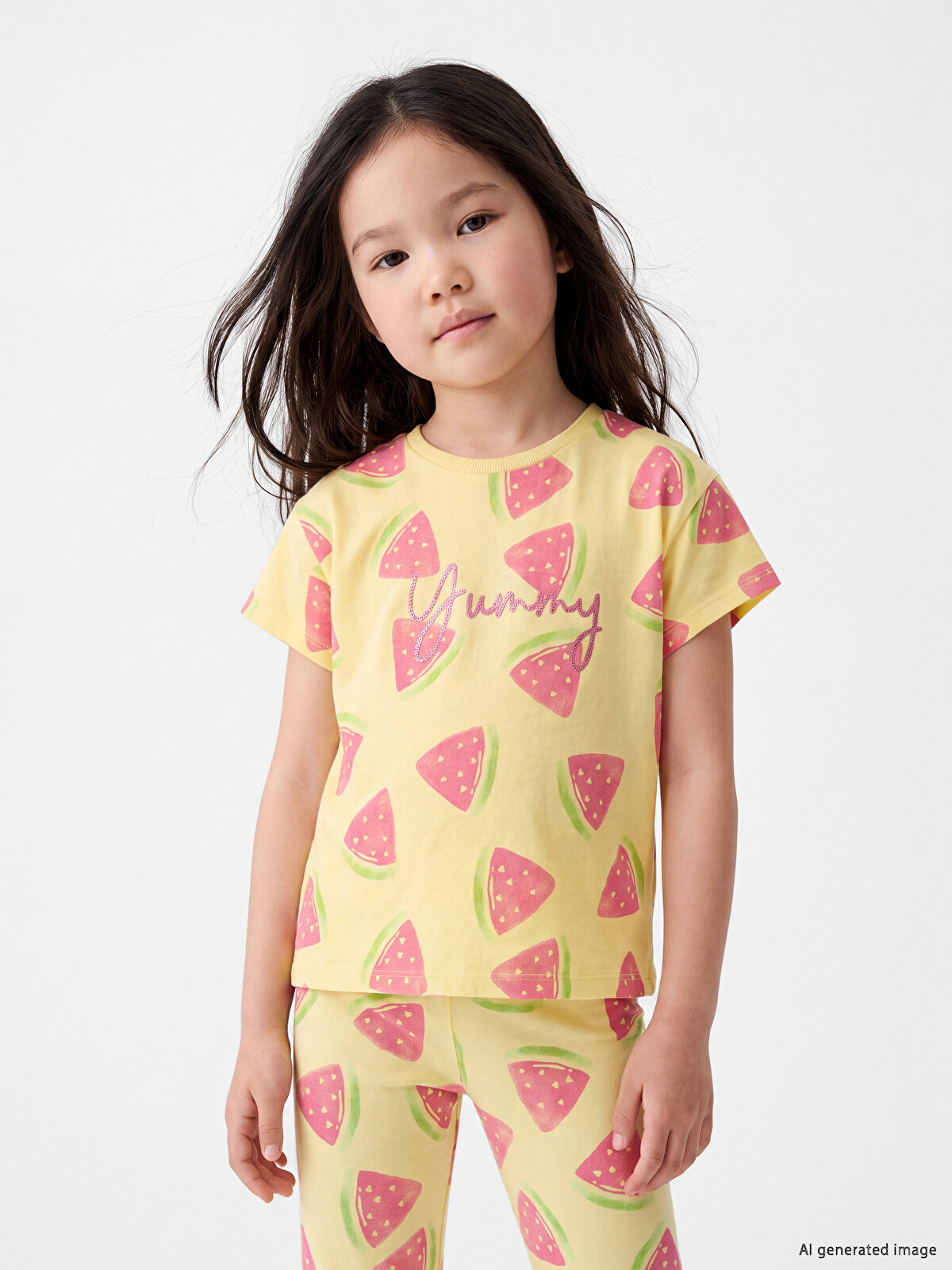 LCW Kids Simli Baskılı Kız Çocuk Tişört - S6A409Z1-LUG | LC Waikiki
