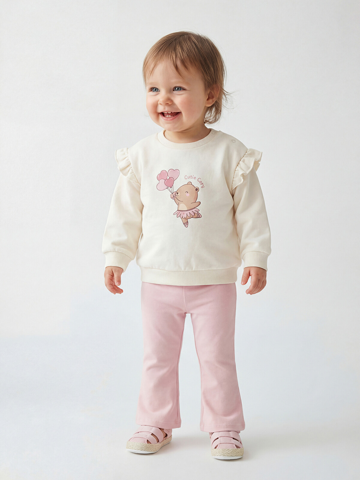 LCW baby Bej Baskılı Kız Bebek Sweatshirt Ve Tayt - S6D418Z1-YG7 | LCW