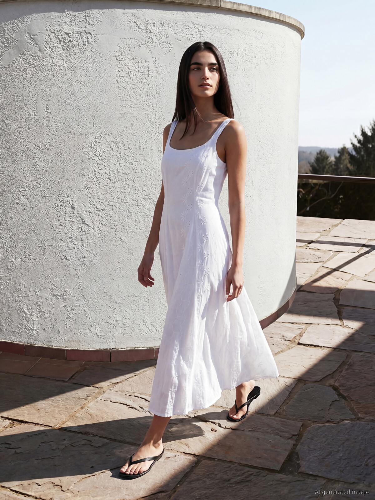ショルダーリボンスウィムウェア　ホワイト LCW Vision Fitted Waist Broderie Dress - S6F502Z8-R9J | LC Waikiki