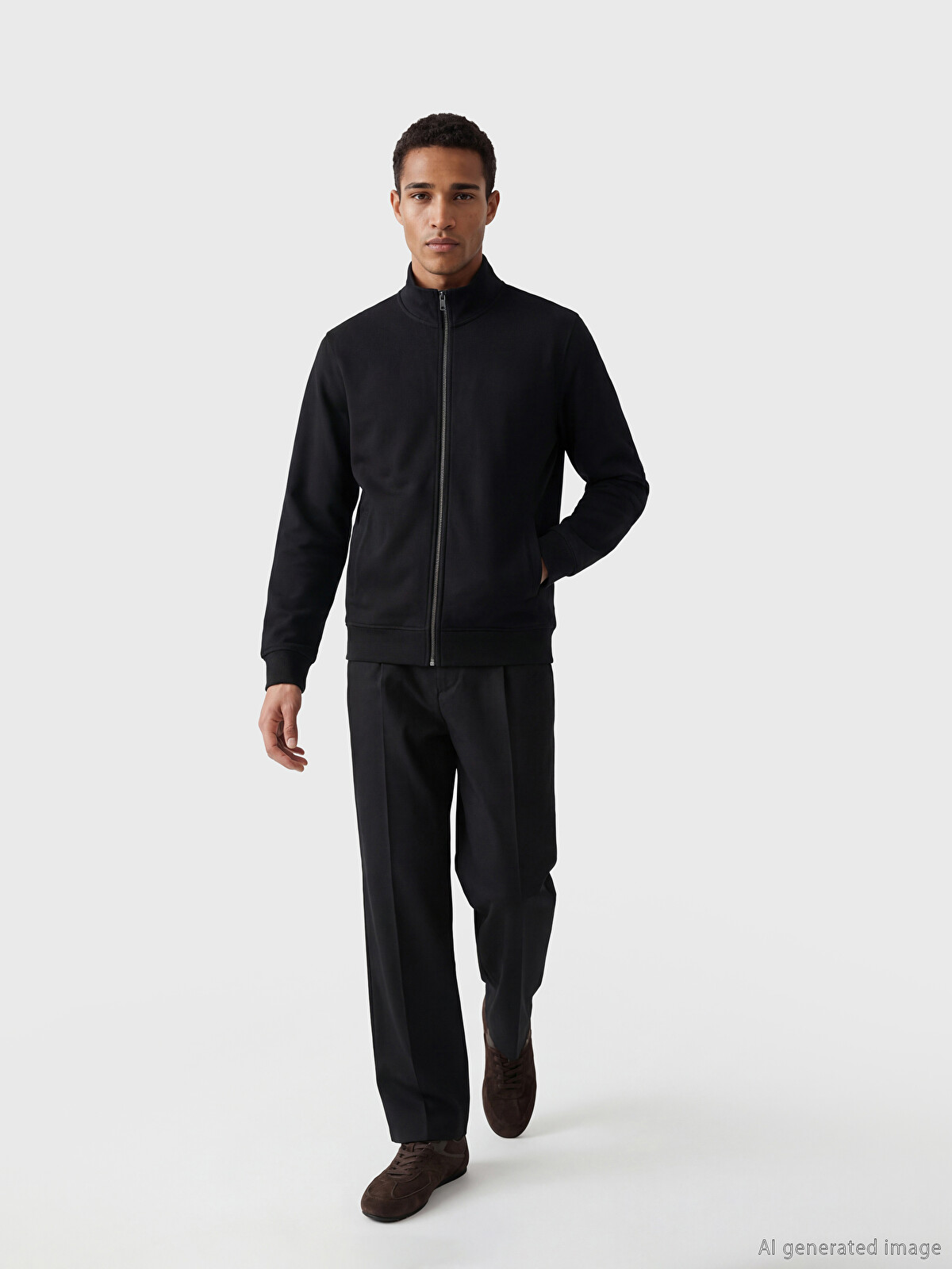 LCW Vision Mock Neck Men's Zippered Sweatshirt - S6E506Z8-CVL | LC