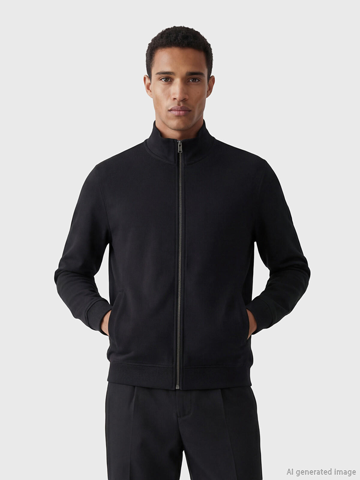 LCW Vision Mock Neck Men's Zippered Sweatshirt - S6E506Z8-CVL | LC