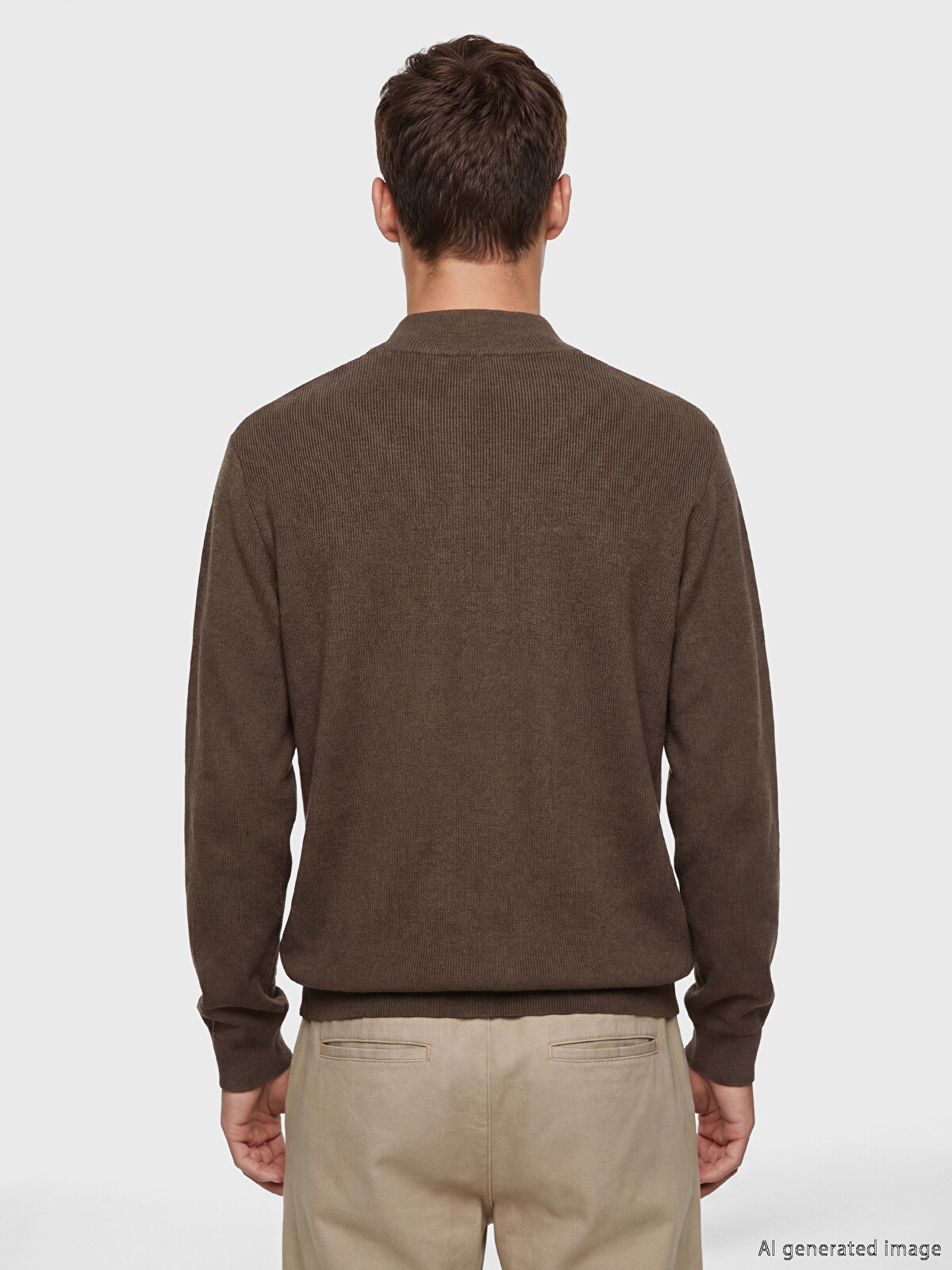 LCW Vision Mock Neck Men's Zip-Up Sweatshirt - S6D521Z8-KHH | LC