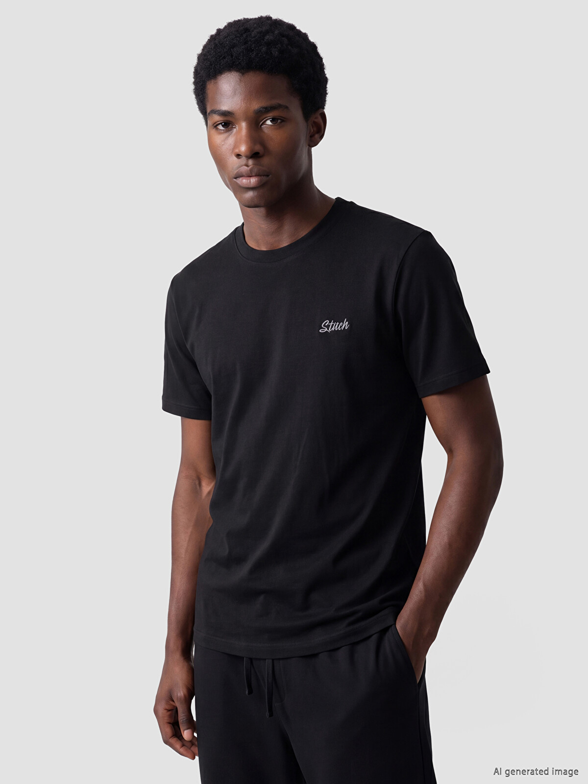 XSIDE Crew Neck Embroidered Men's T-shirt - S6D522Z8-CVL | LC Waikiki