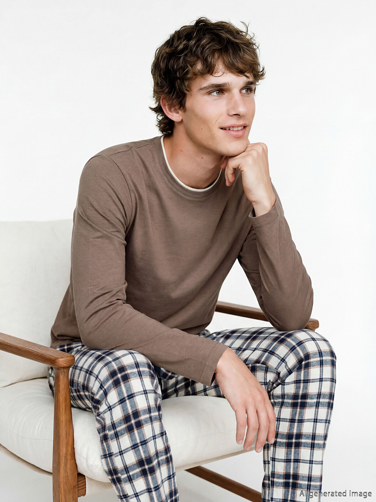 Azuma.<23AW> ’S PAJAMA SHIRT LC WAIKIKI Standard Fit Plaid Men's Pyjamas Set - S6A655Z8-LQX