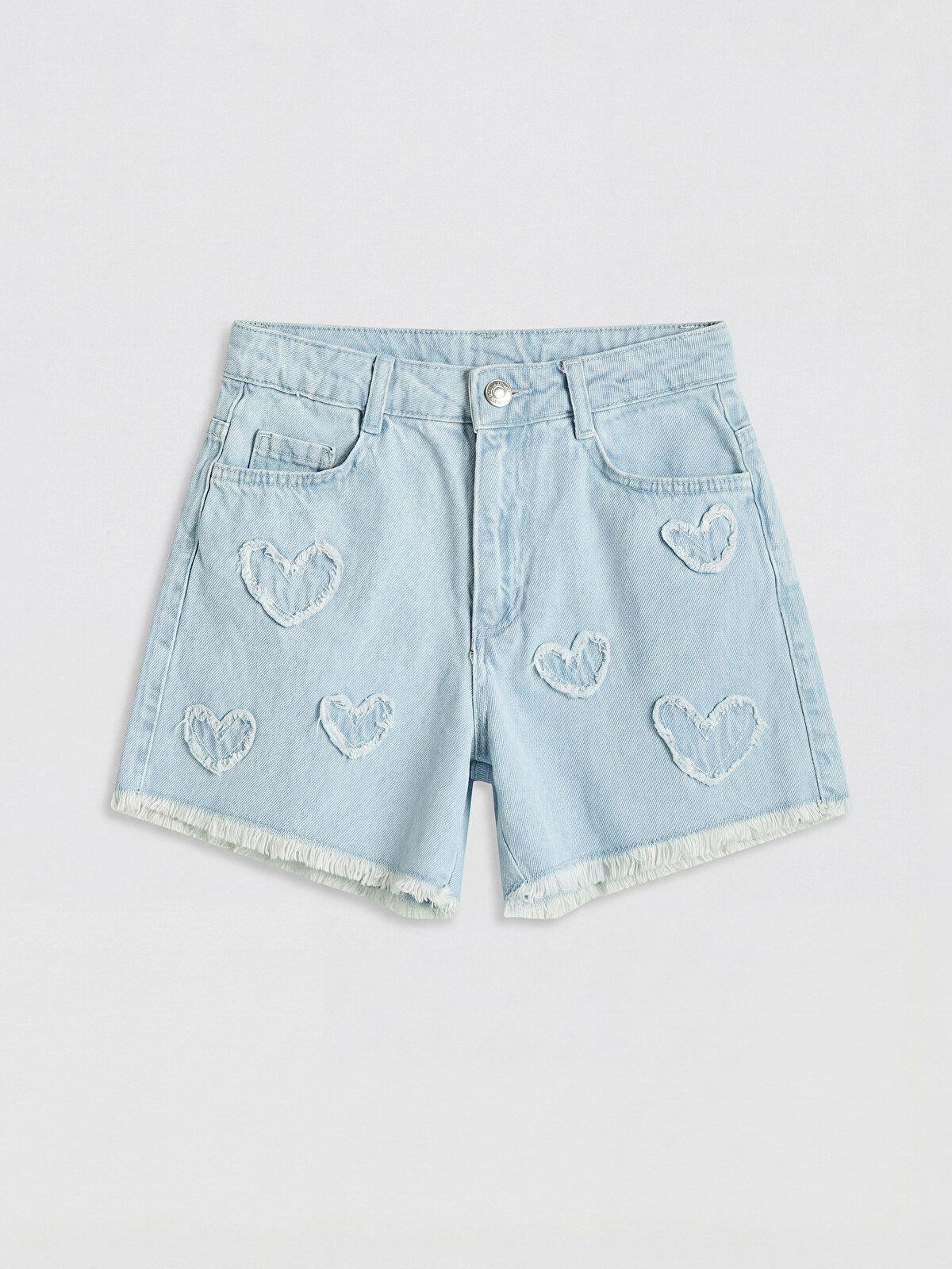 LCW Kids Heart Embroidered Girls' Jean Shorts - S6E686Z4-311 | LC