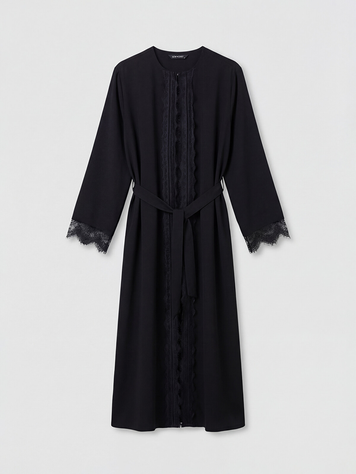 LCW Modest Siyah Bisiklet Yaka Krep Kadın Ferace - S6E688Z8-CVL | LCW