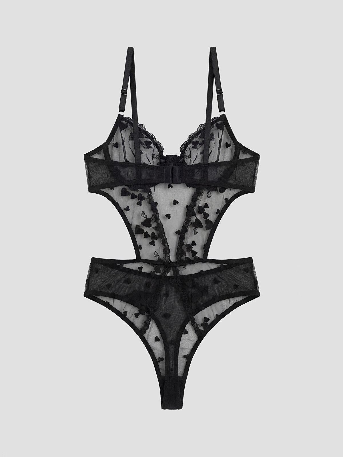 LCW DREAM Siyah Balenli Kalp Desenli Fantezi Bodysuit - S6C694Z8