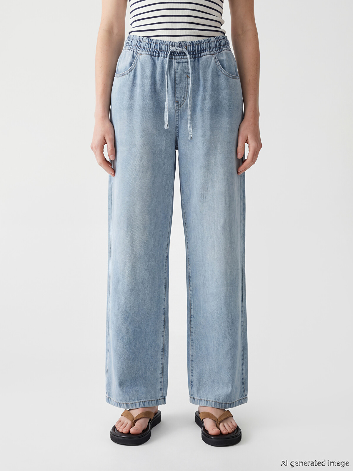 XSIDE Elastic Waist Wideleg Women's Jeans - S6C699Z8-J0N | LC Waikiki