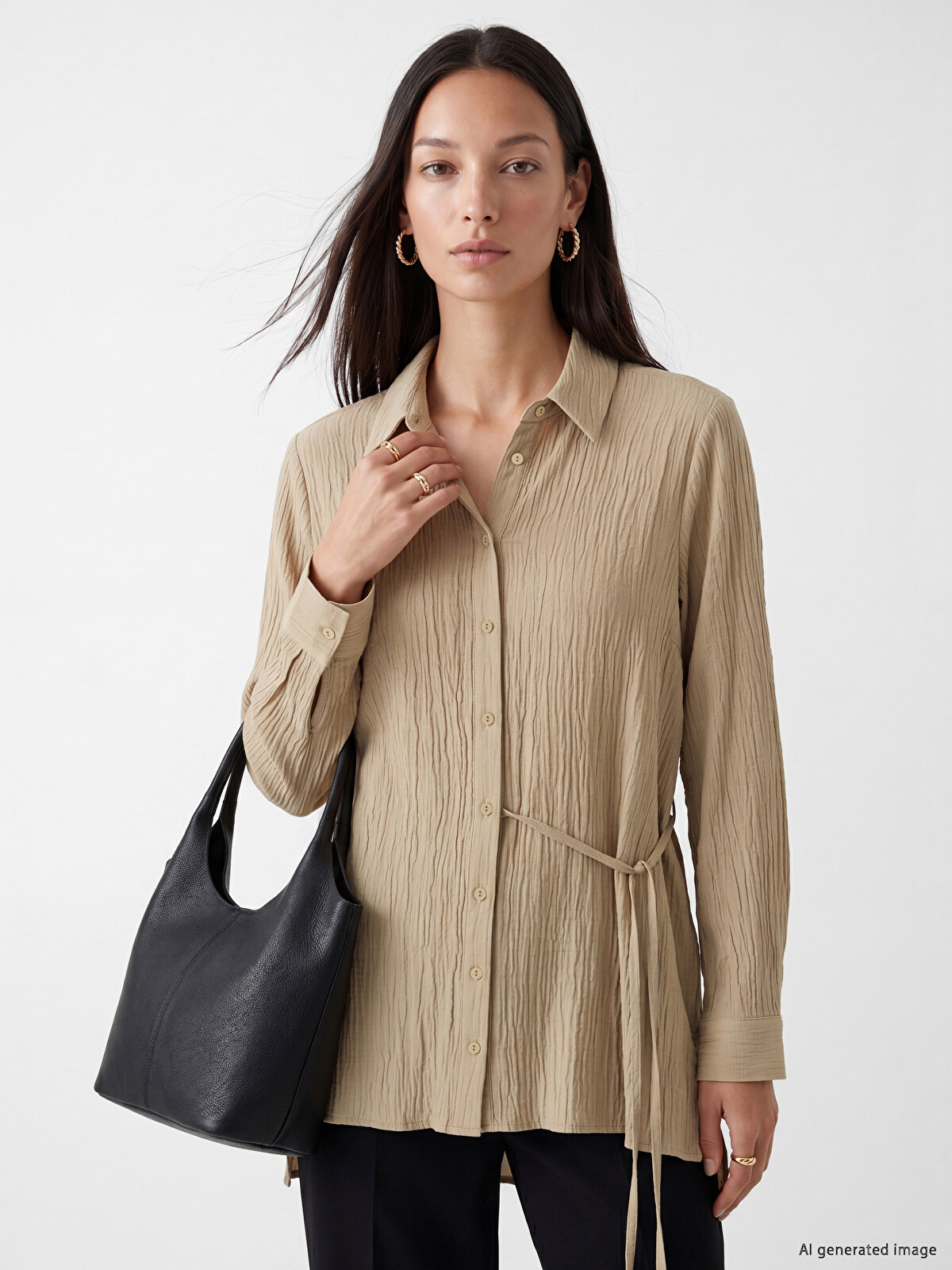 希少　REBUILDbyNEEDLES TUNIC LONG SHIRT LCW EVERYDAY Textured Women's Shirt Tunic - S6E701Z8-TER | LC Waikiki
