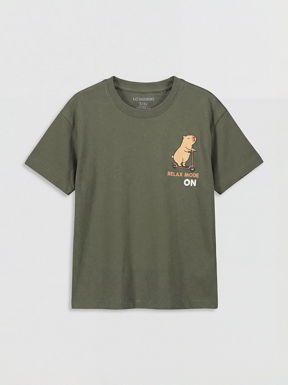 LCW Kids Yeşil Bisiklet Yaka Baskılı Erkek Çocuk Tişört - S6D757Z1