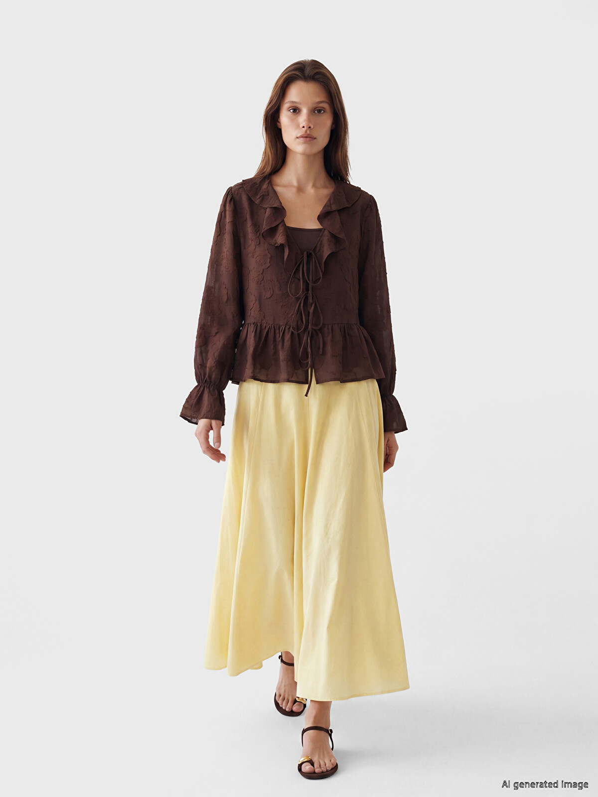 LCW Modest Waist Zippered Flared Skirt - S6F783Z8-2RF | LC Waikiki
