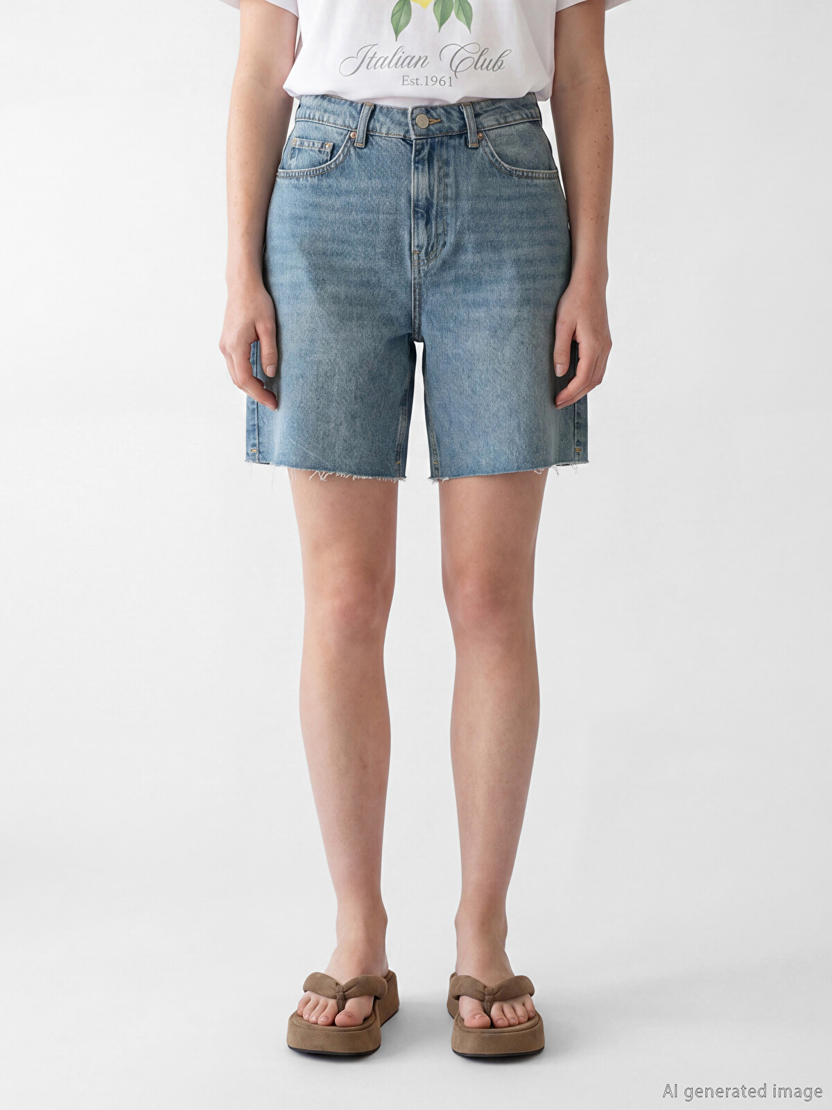 ブラウニー② XSIDE Pantaloni Scurți Din Denim Bermuda Fit Pentru Femei