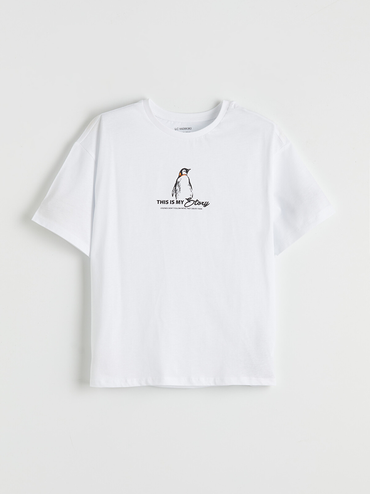 LCW Kids Bisiklet Yaka Penguen Baskılı Kız Çocuk Tişört - S6A842Z4