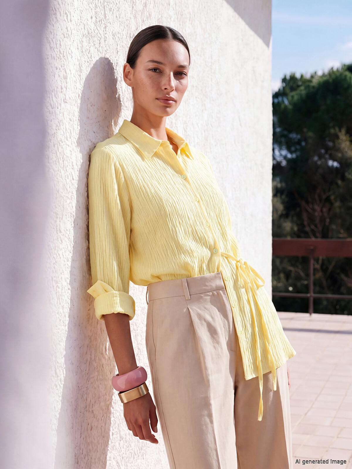 LCW STUDIO Textured Women's Shirt Tunic - S6C844Z8-1WD | LC Waikiki