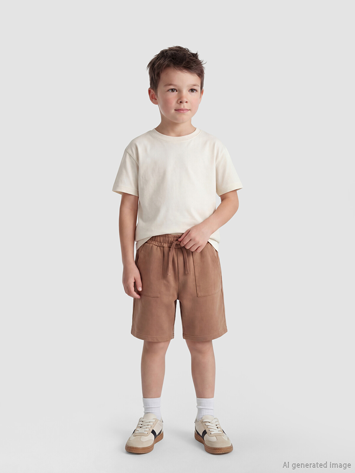 LCW Kids Kahverengi Beli Lastikli Standart Fit Erkek Çocuk Şort