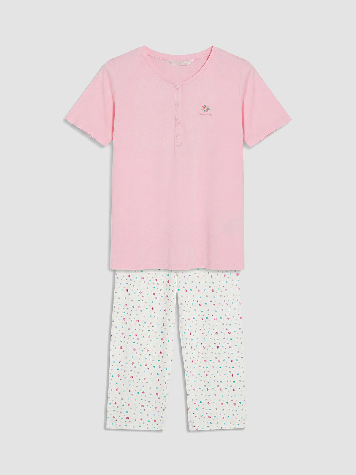 LCW DREAM Ekru Desenli Hamile Kaprili Pijama Takımı - S6F894Z8-LRA