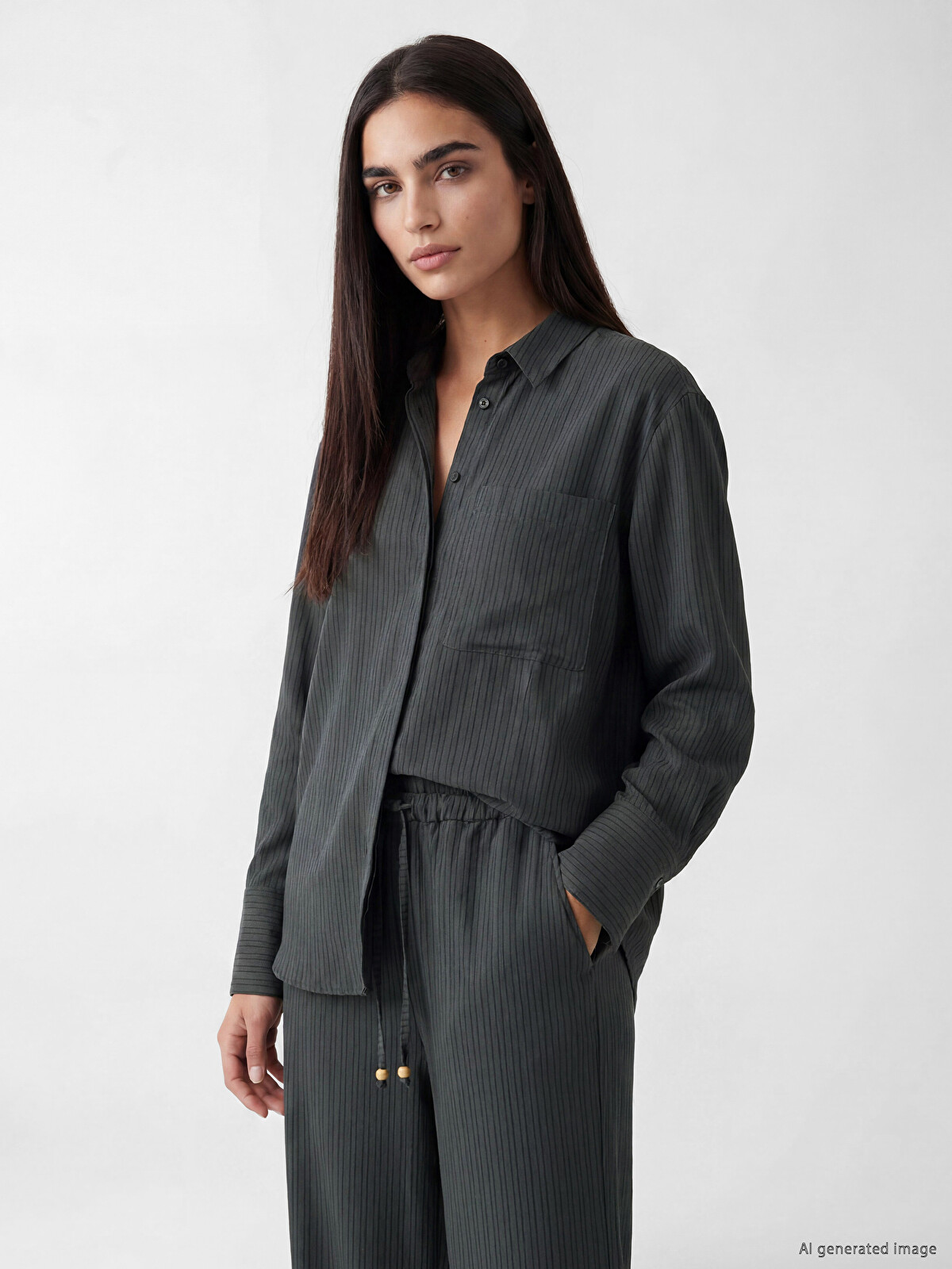 LCW Vision Striped Oversize Women's Shirt - S6A946Z8-LEG | LC Waikiki