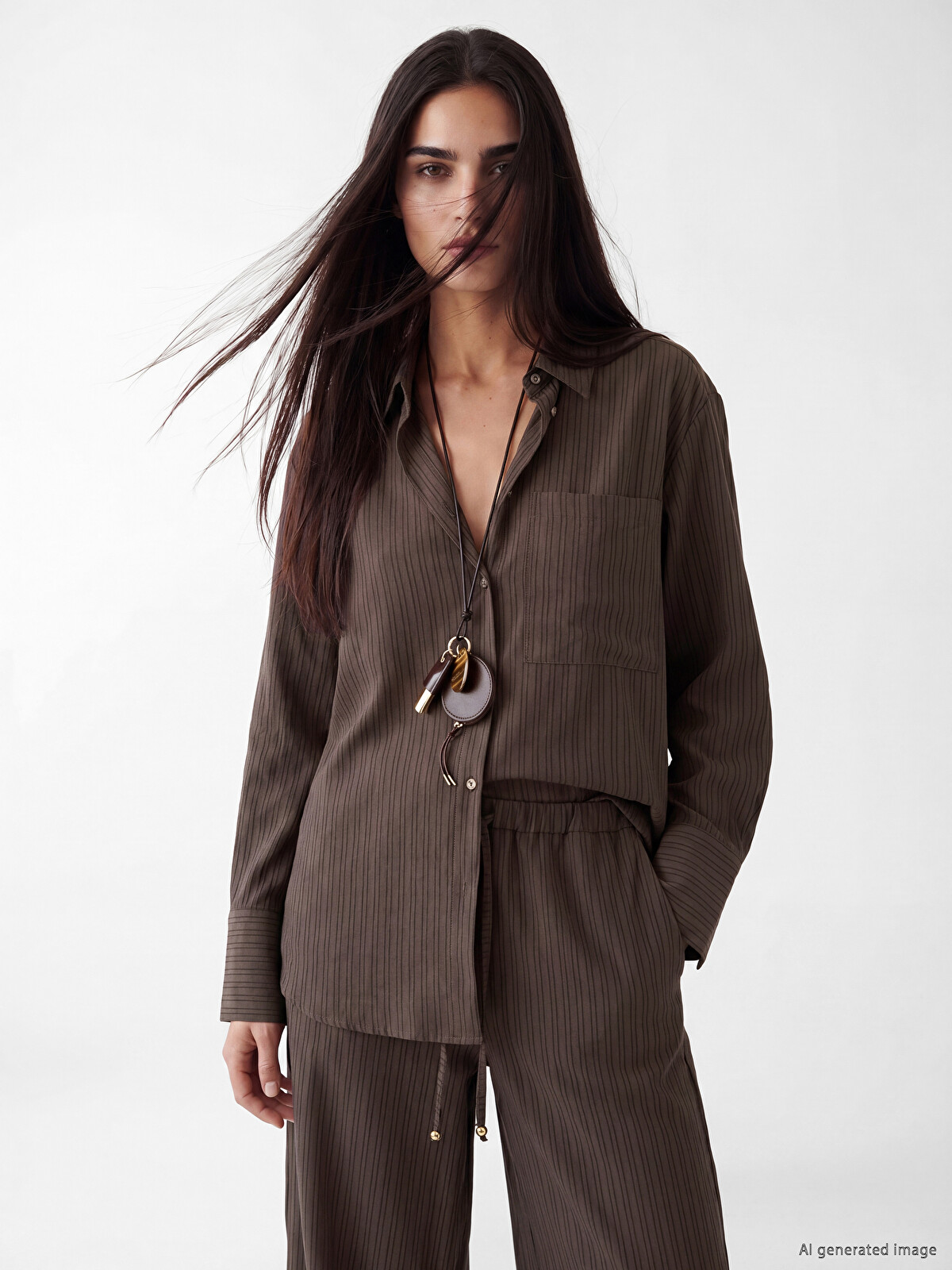 LCW Vision Striped Oversize Women's Shirt - S6A946Z8-LEW | LC Waikiki