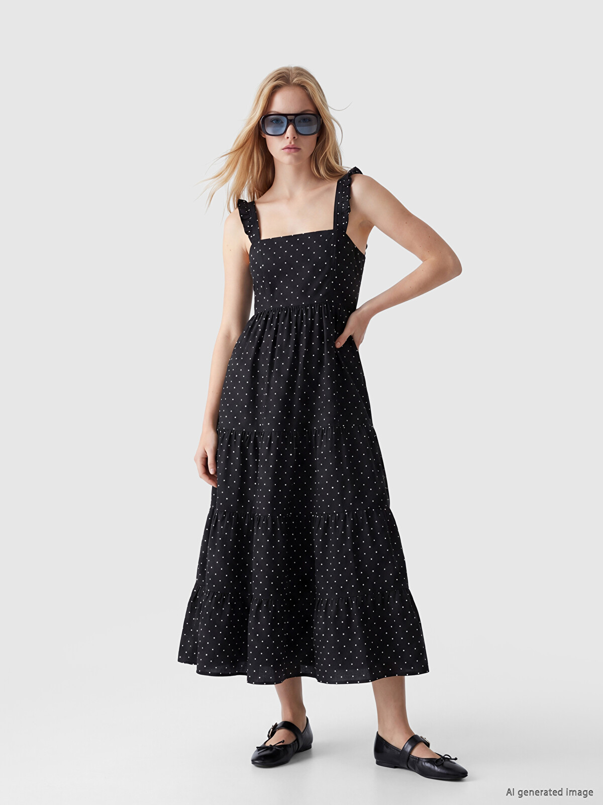 XSIDE Puantiyeli Katkat Poplin Elbise - S6D988Z8-SW5 | LC Waikiki
