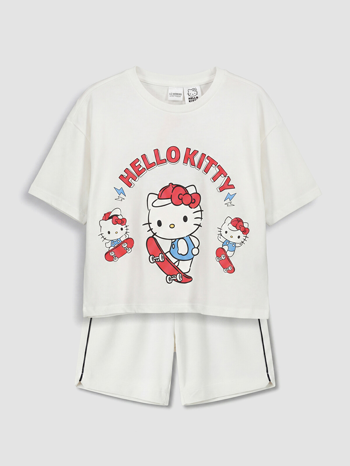 LCW Kids Set de pantaloni scurți pentru fete cu imprimeu Hello