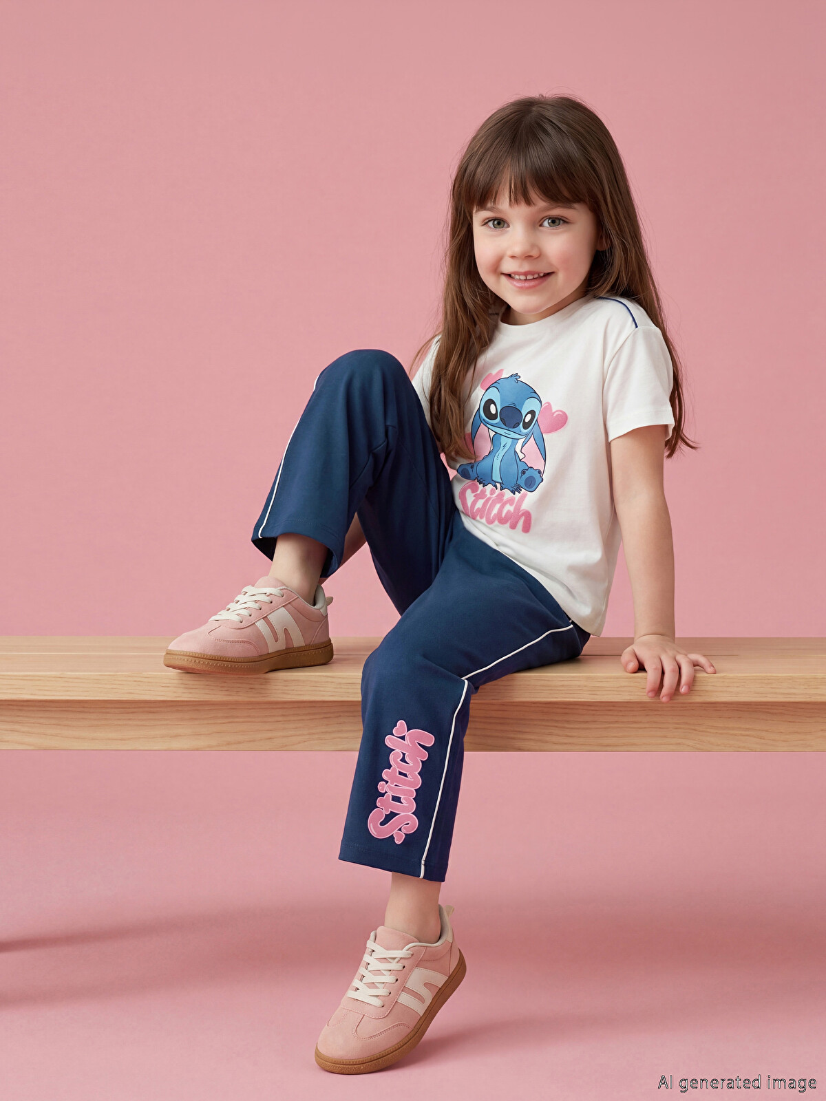 LCW Kids Stitch Printed Girls' Set - S6P150Z1-R9J | LC Waikiki