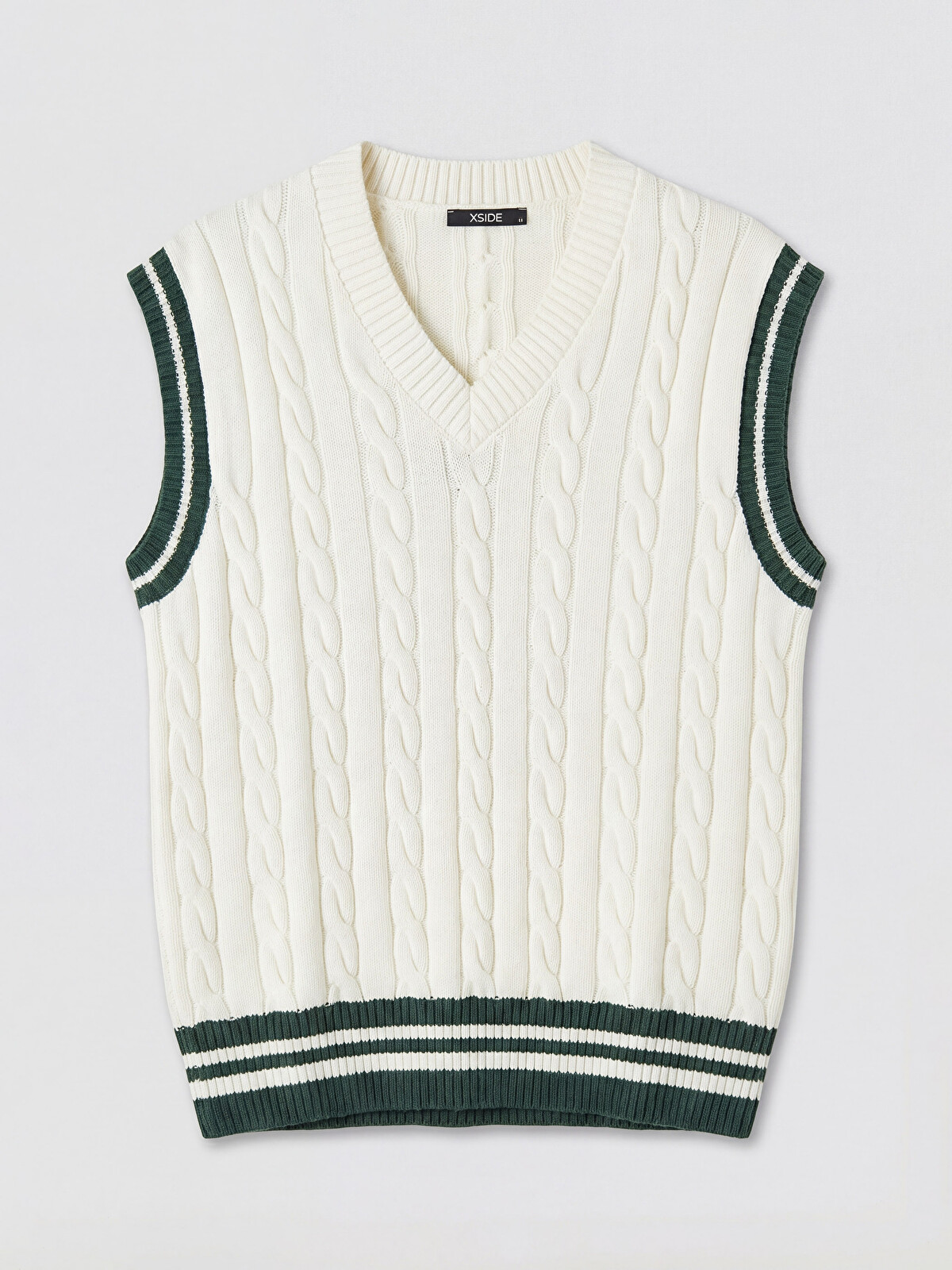 XSIDE V Neck Cable Knit Patterned Men's Knitwear Sweater Vest