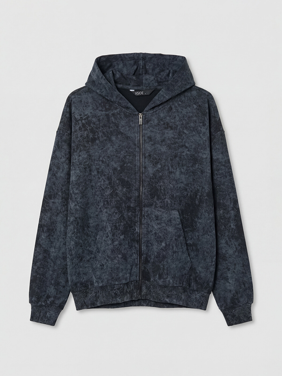 XSIDE Antrasit Oversize Kapüşonlu Erkek Fermuarlı Sweatshirt
