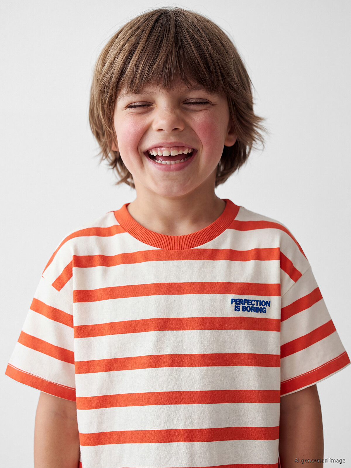 LCW Kids Kırmızı Bisiklet Yaka Çizgili Erkek Çocuk Tişört