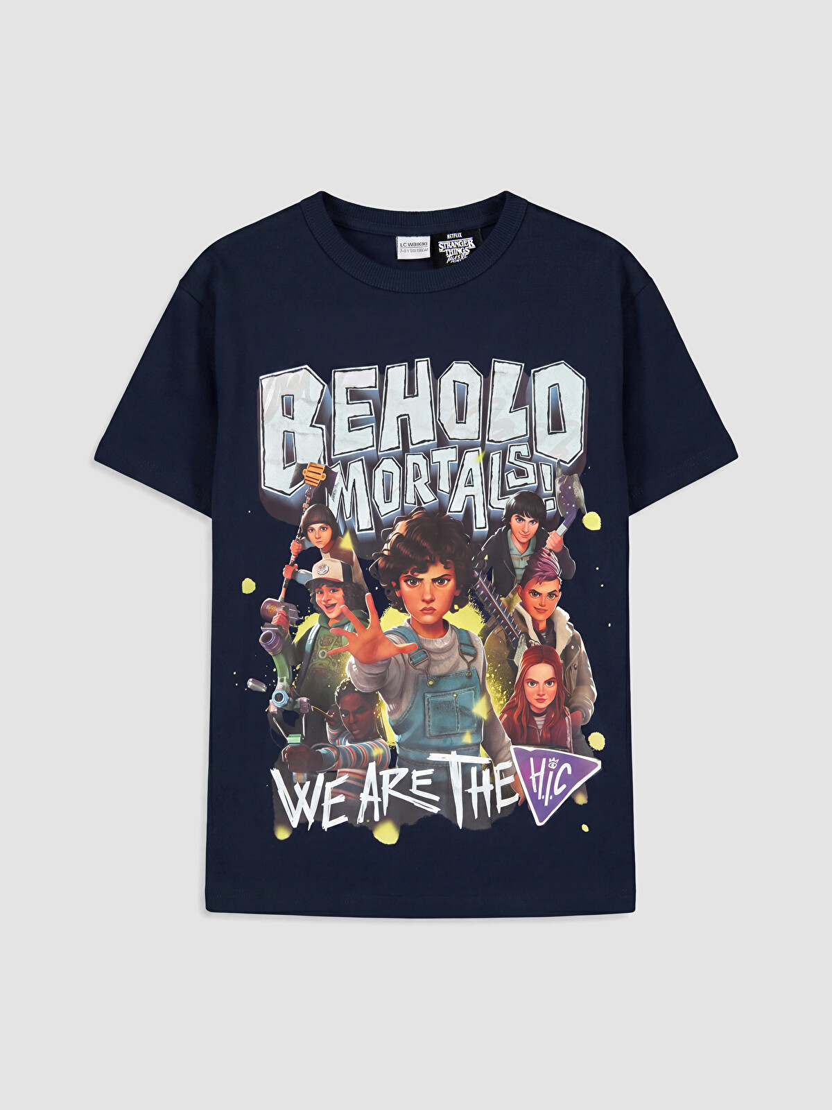LCW Kids Lacivert Bisiklet Yaka Stranger Things Baskılı Erkek