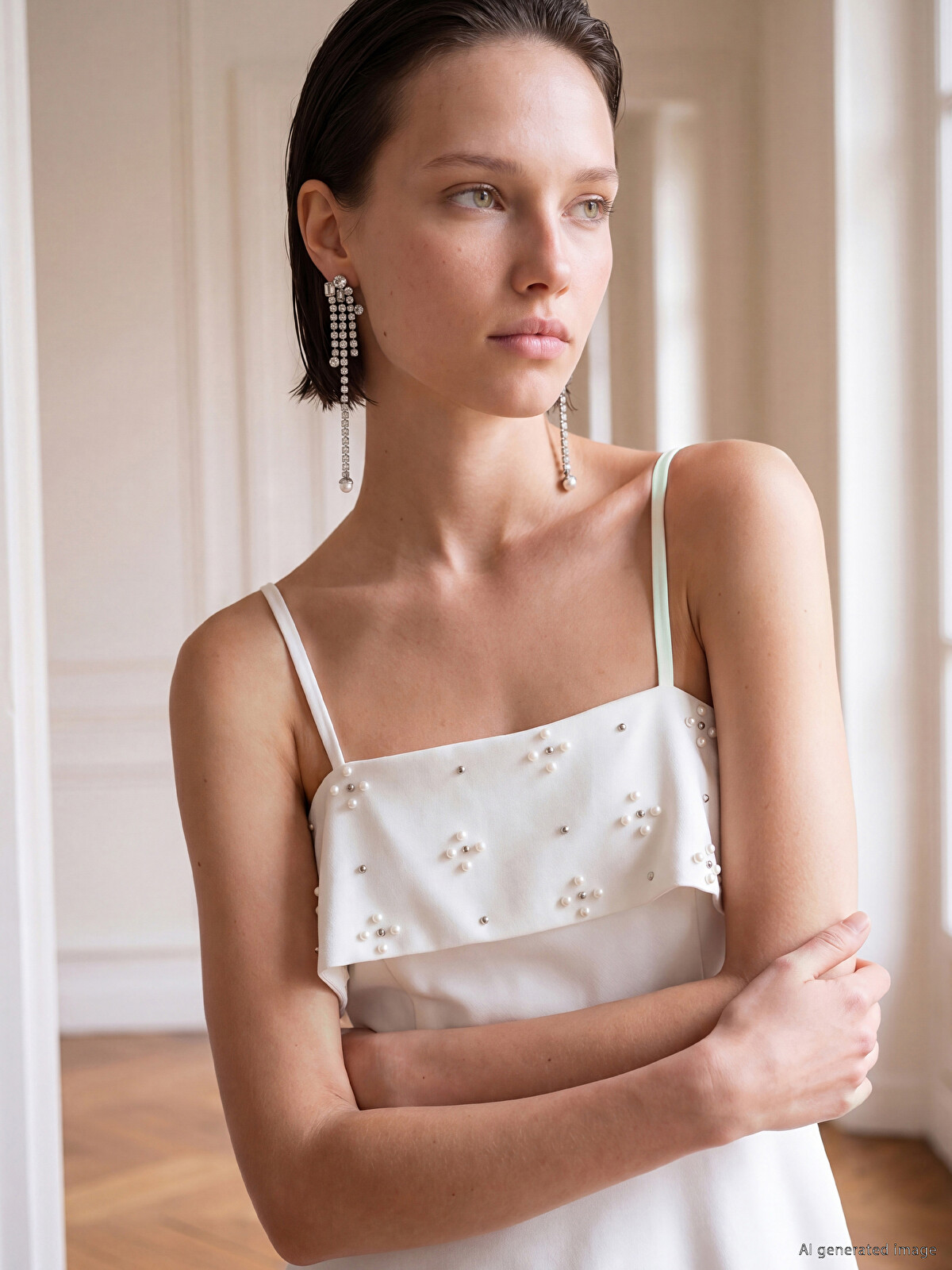 【新品未使用】boutique310✖️SLOANE80sパワーウーマンWHITE LCW Comfort Beaded Strappy Mini Dress - S6S034Z8-Q6K | LC Waikiki