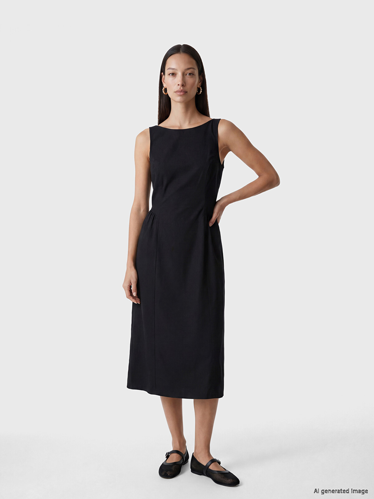 LCWAIKIKI Classic Slash Neck Ruched Dress - S6S278Z8-CVL | LC Waikiki