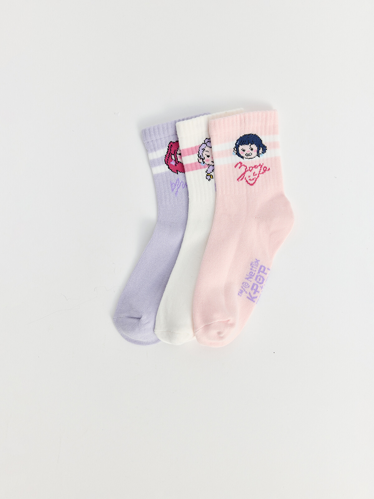 K-POP・アジア ckw LCW Kids K-pop Printed Girls' Ankle Socks 3-pack - W6N889Z4-FWW