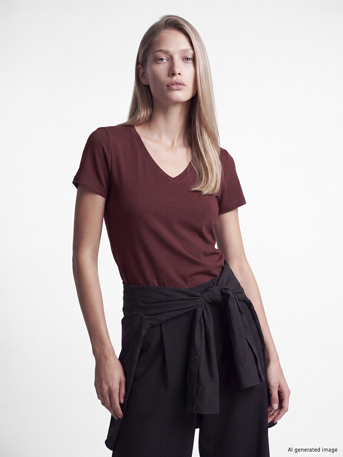 LCW EVERYDAY V Neck Soft Touch Women's T-Shirt