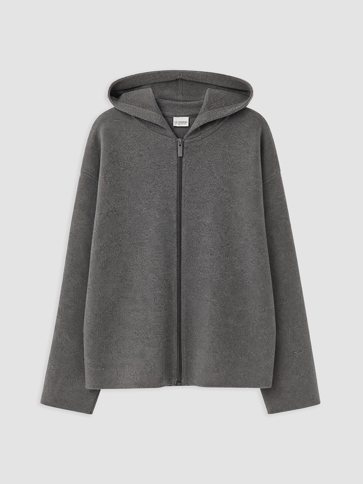 LCW Kids Antrasit Düz Loose & Bol Kız Çocuk Fermuarlı Sweatshirt