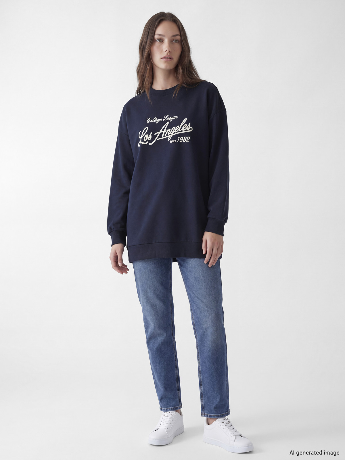 LCW Modest Printed Women's Thick Sweatshirt Tunic - W6GO15Z8-HRZ