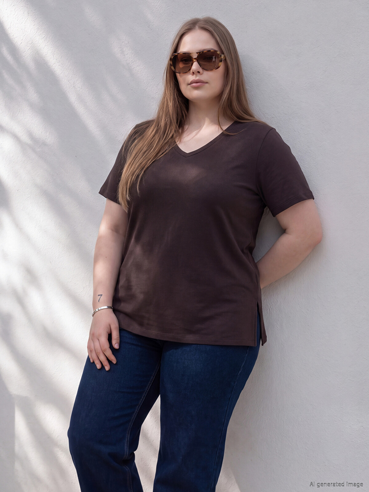LCW Curve Plus Size %100 Cotton Women's T-Shirt