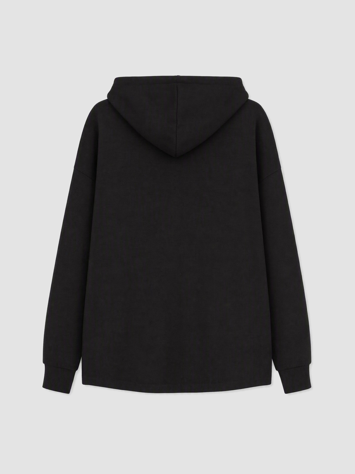LCW Modest Siyah İnterlok Düz Oversize Kadın Fermuarlı Sweatshirt
