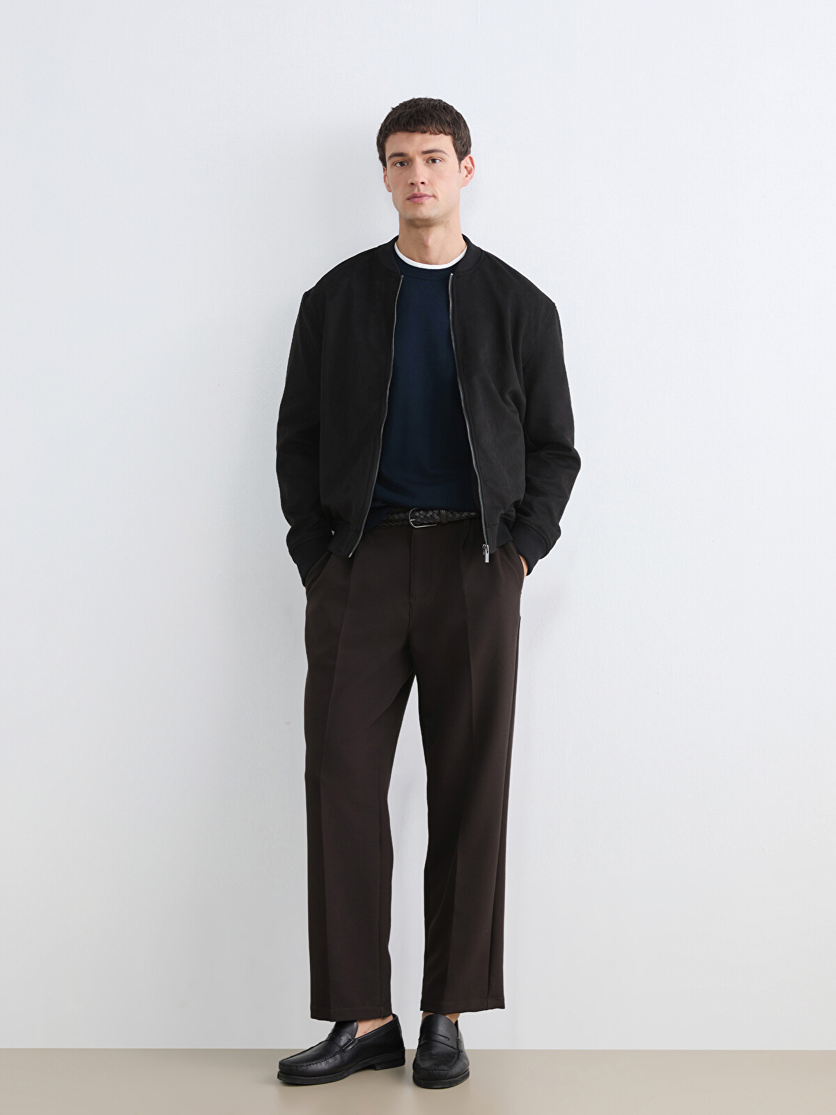 LCW Vision Men's Suede Look Bomber Jacket - W61841Z8-CVL | LC Waikiki