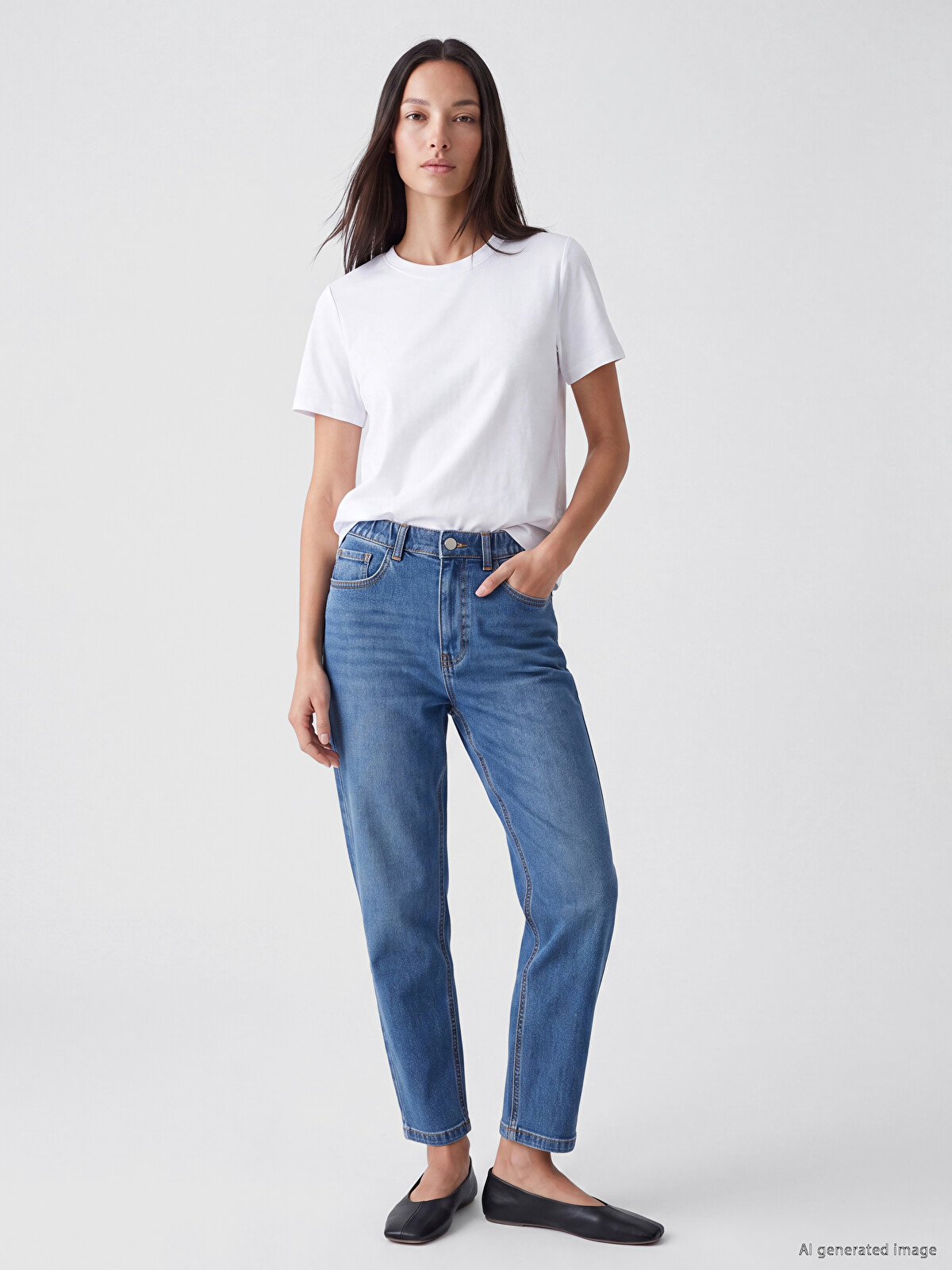 LCWAIKIKI Classic İndigo Denim Düz Slim Mom Yüksek Bel Dar Paça