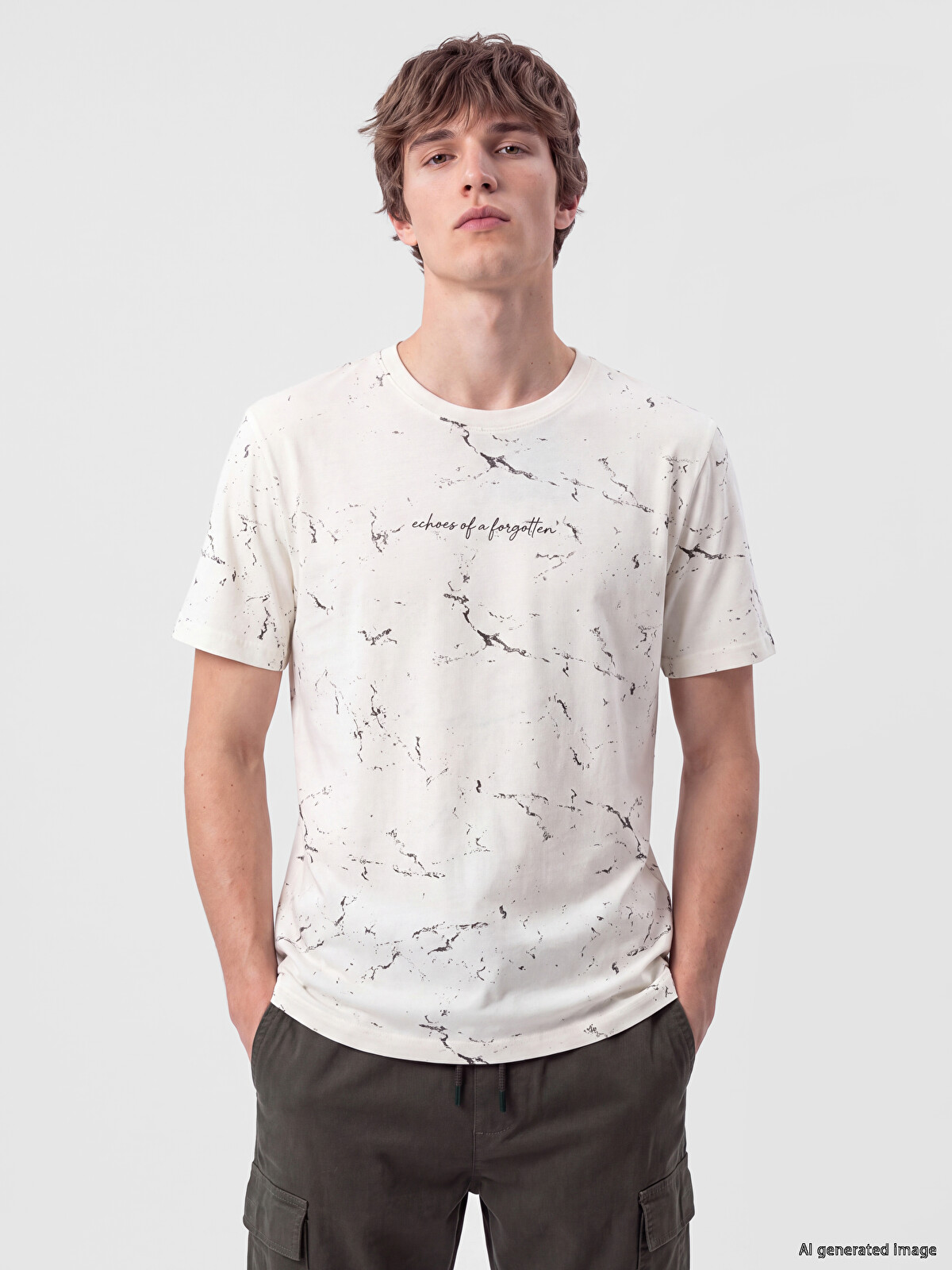 XSIDE Crew Neck Printed Jersey Men's T-shirt - W6AF41Z8-R9J | LC