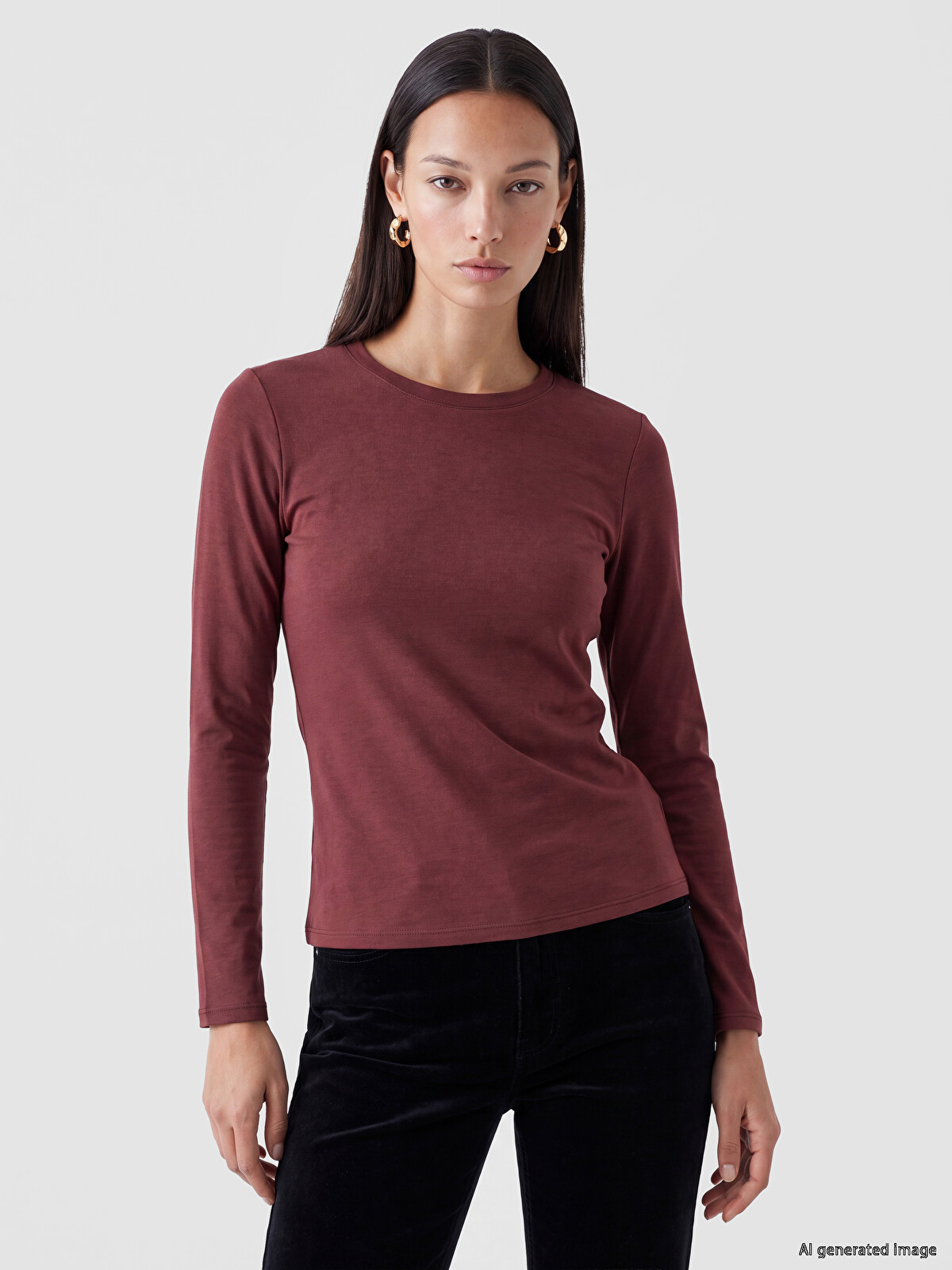 LCW EVERYDAY T-shirt Femme Col Rond Toucher Doux