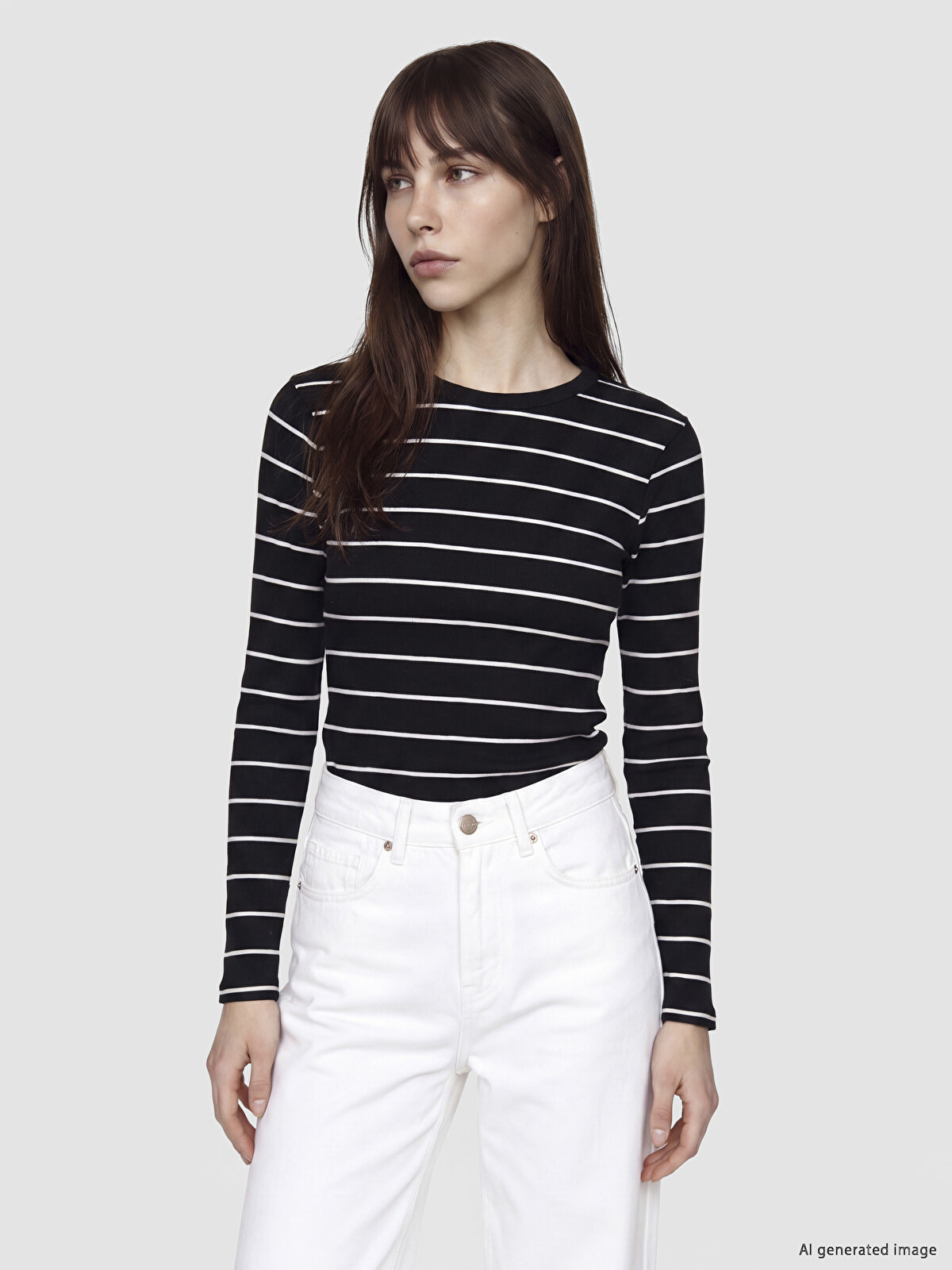 LCW EVERYDAY Crew Neck Striped Women's Body