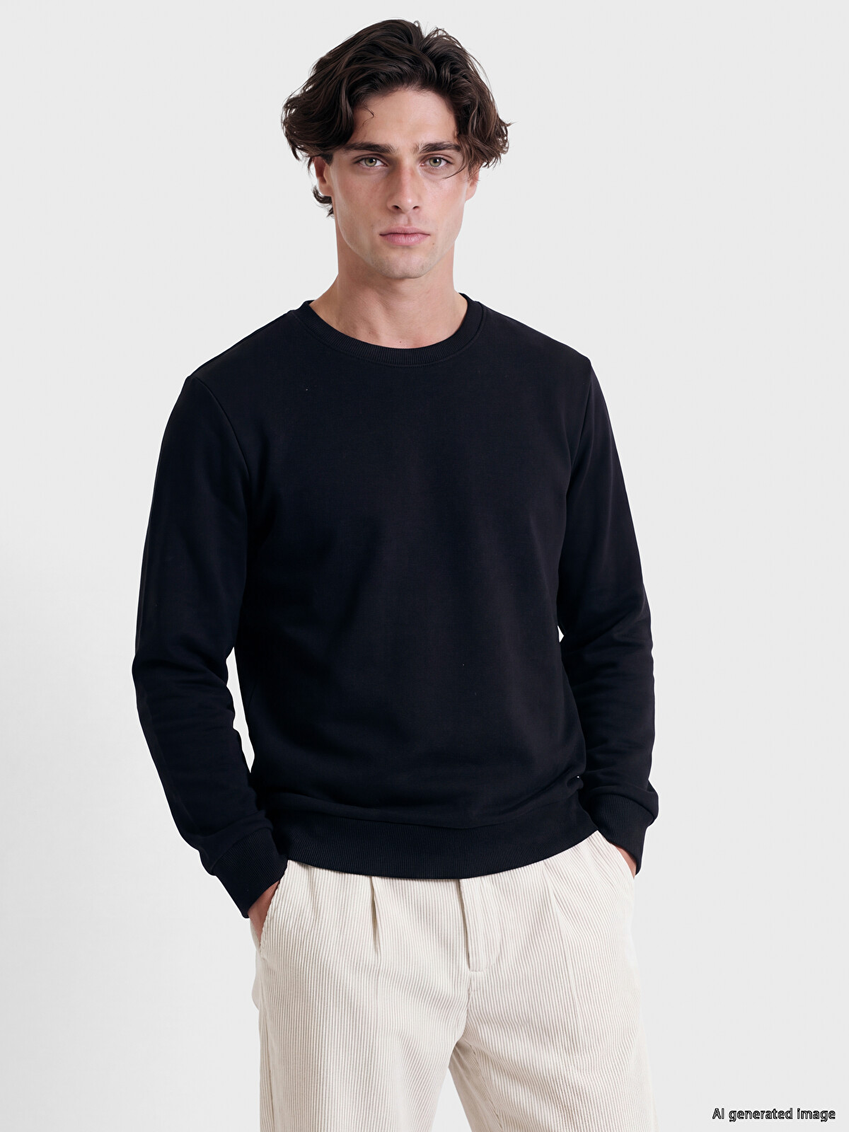 LCWAIKIKI Classic Crew Neck Men's Thick Sweatshirt