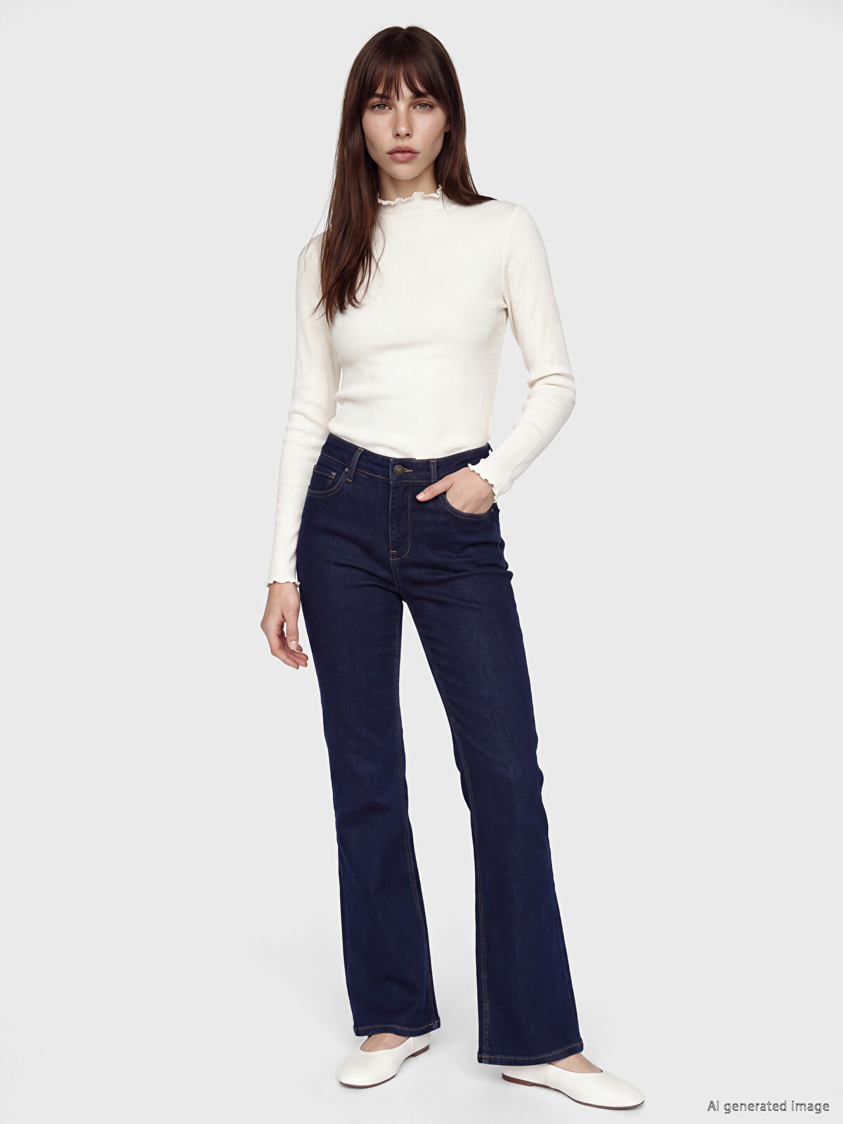 LCW Modest Mock Neck Women's Ribbed Body