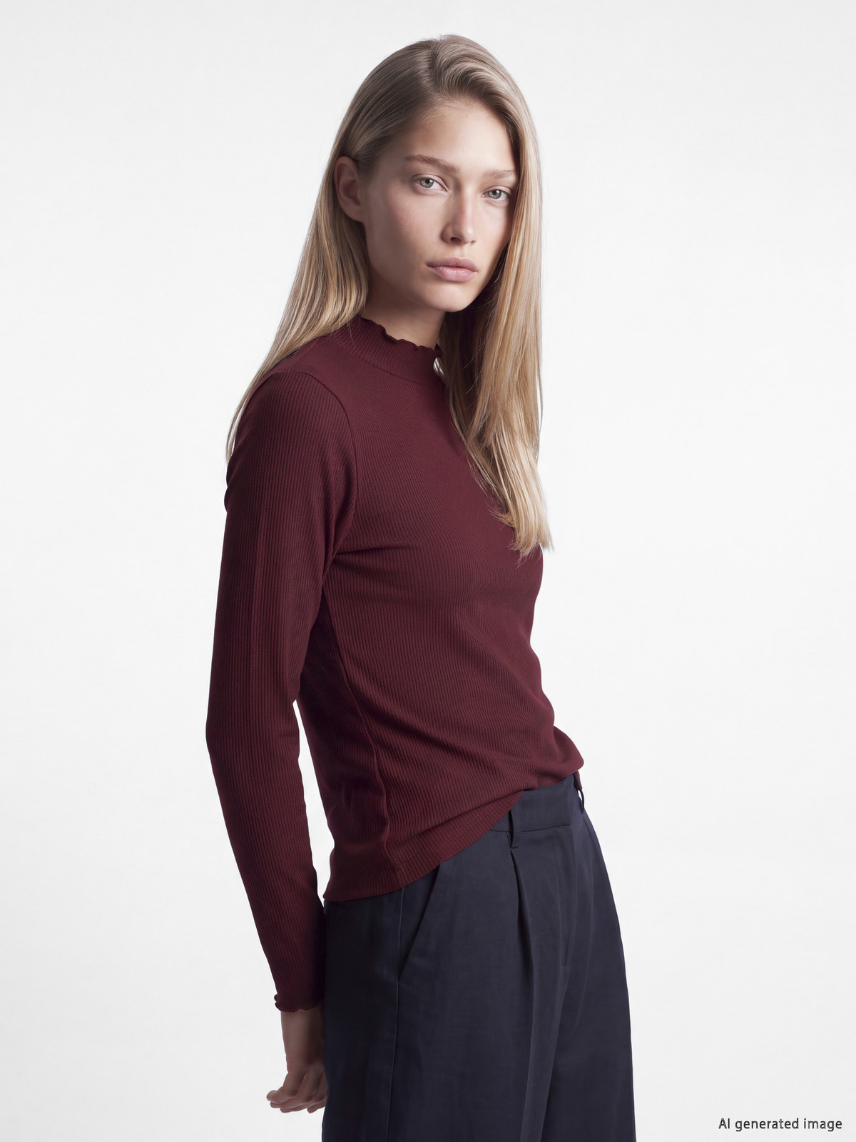 LCW Modest Mock Neck Women's Ribbed Body