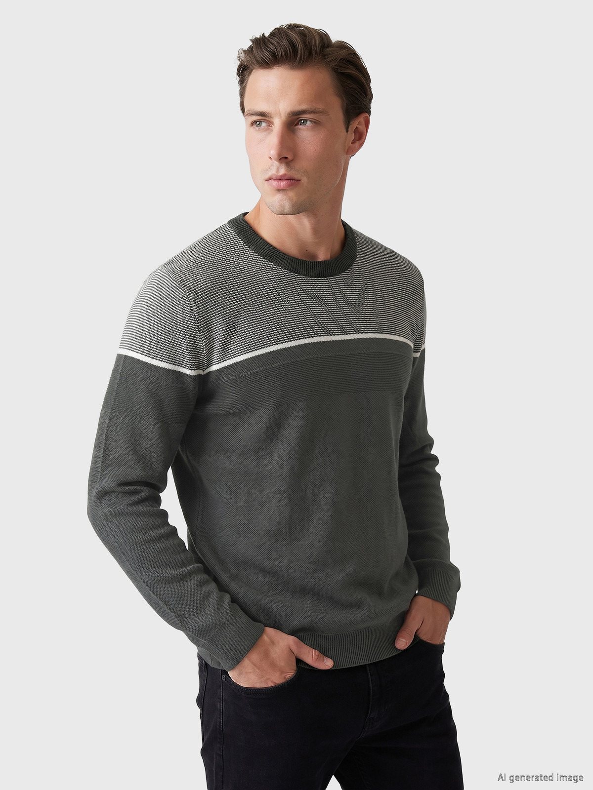 LCWAIKIKI Classic Crew Neck Striped Men's Knitwear Sweater