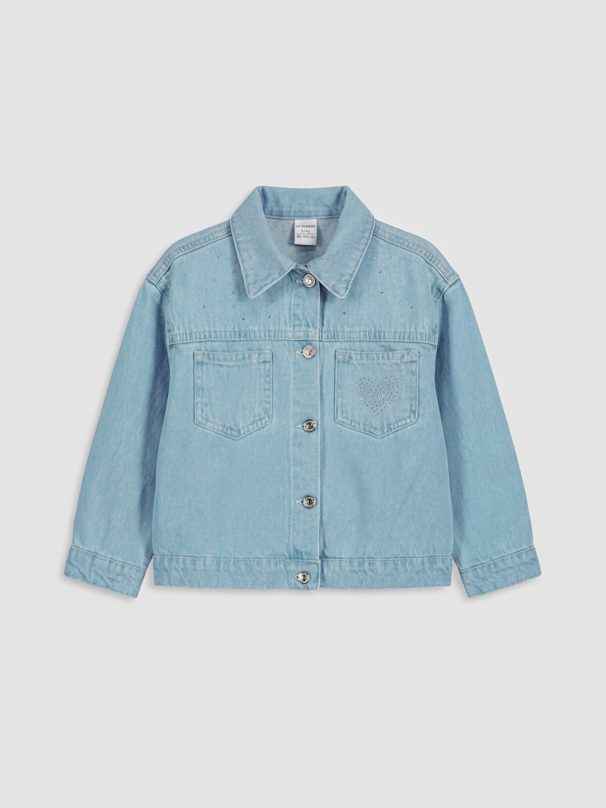 LCW Kids İndigo Kız Çocuk Taşlı Jean Ceket - W6C378Z1-507 | LCW