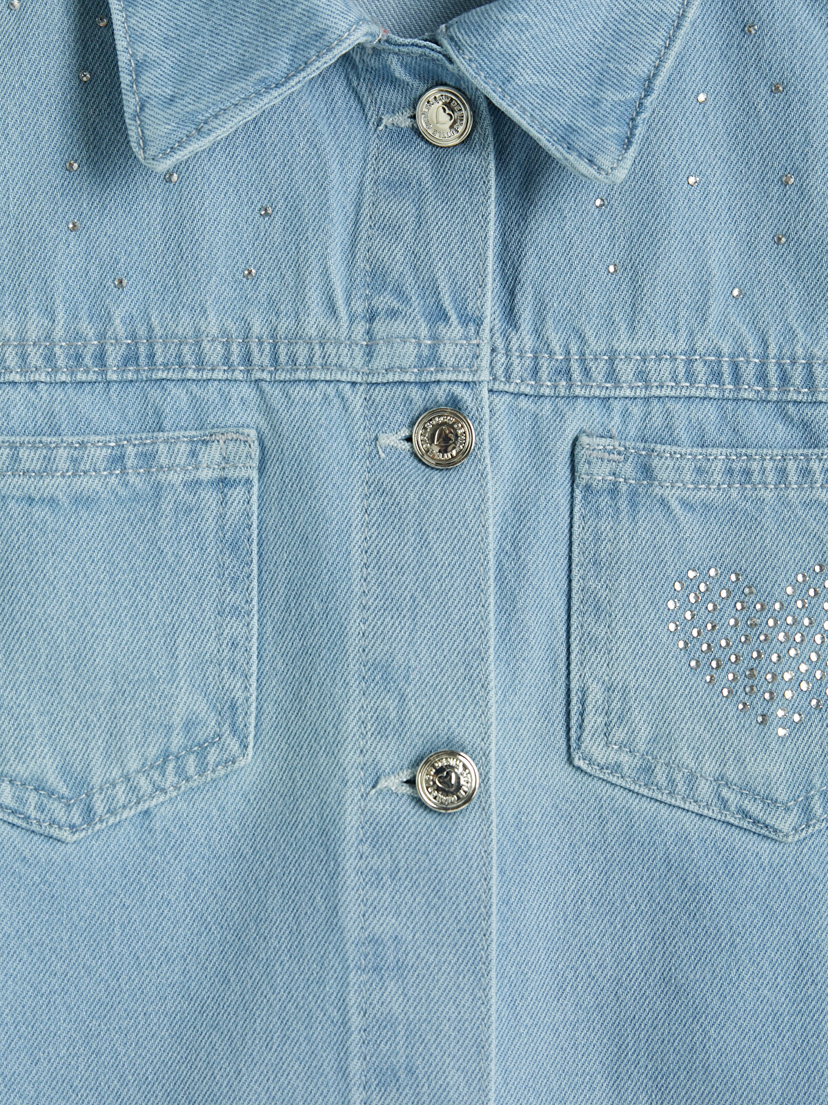 LCW Kids İndigo Kız Çocuk Taşlı Jean Ceket - W6C378Z1-507 | LCW